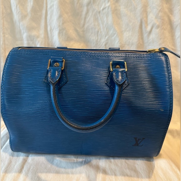 Louis Vuitton Speedy 25 Bag Handbag Epi Toledo Blue - Picture 3 of 15